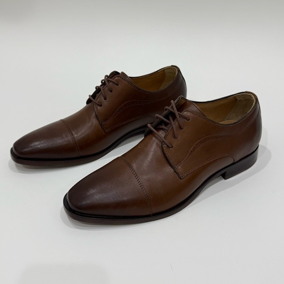 Johnston Murphy Men's 8.5M Mcclain Cap Toe Tan Full Grain Leather Shoes New $160 - Picture 15 of 15